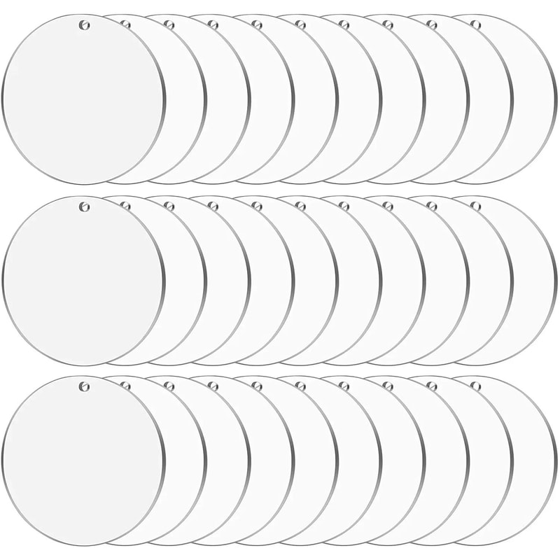 Clear Round Acrylic Ornament Blanks Transparent Acrylic Circle Discs For Vinyl Engraving And DIY C 7