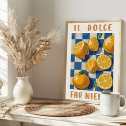 mediterranean lemon tree prints – italian landscape wall art – modern cottagecore canvas painting for spring home decor