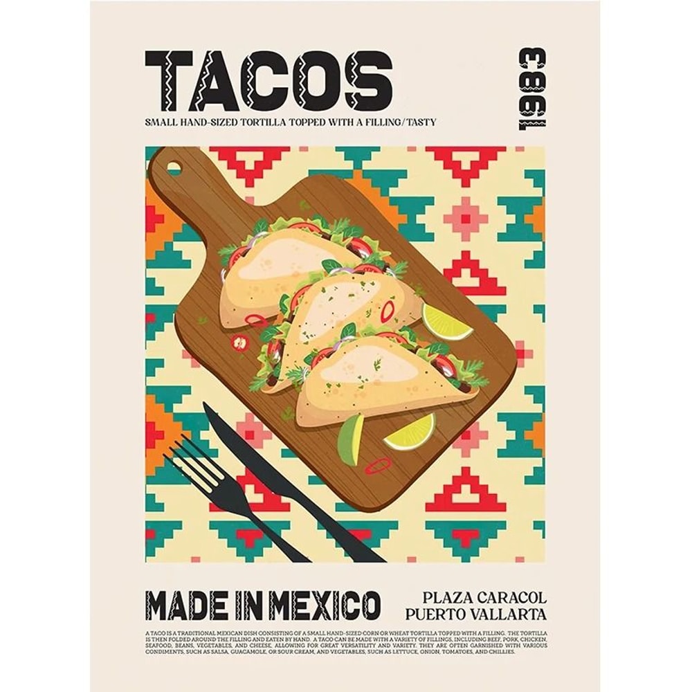 Global Cuisine Canvas Painting Delicious Food Wall Art Poster Ravioli Ramen Coffee Pizza Prints 6