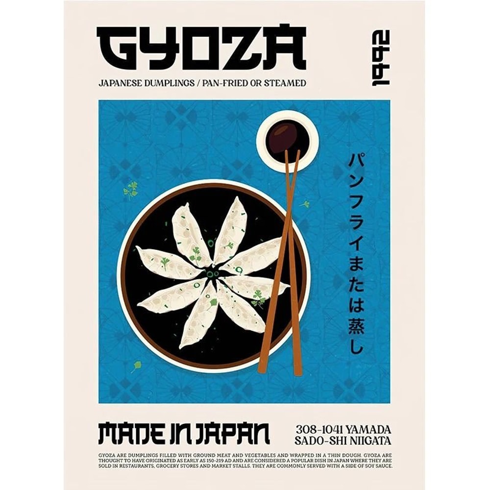 Global Cuisine Canvas Painting Delicious Food Wall Art Poster Ravioli Ramen Coffee Pizza Prints 18