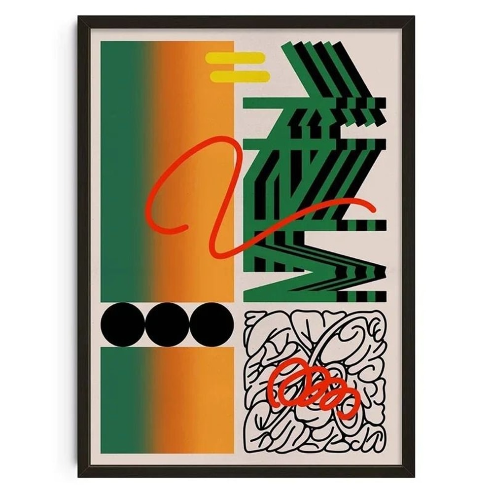 Japanese Okinawa Prefecture Art MidCentury Bauhaus Geometric Snake Modern Animal Canvas Wall Art 19