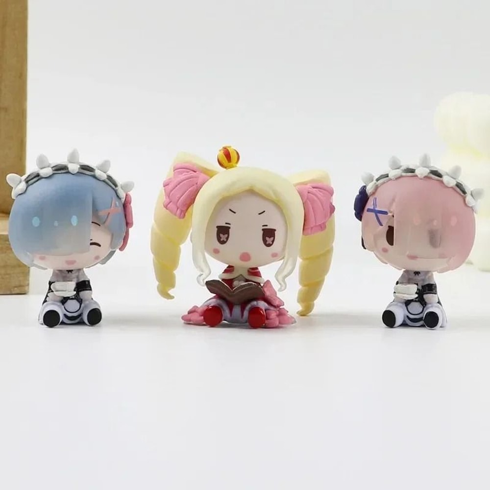 Re Zero Anime Figure Set 7pc Rem Ram Emilia Mini Statues PVC Action Figurine Desktop Decoration 5