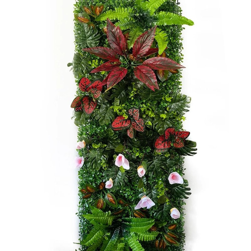 Artificial Subtropical Plant Wall 16x47 In Greenery Background Panel Lush Hedge Fence For Wedding 10