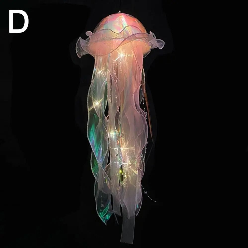 DIY Jellyfish Hanging Lamp Portable Mermaid Ocean Night Light Under The Sea Party Decor Bedroom 9