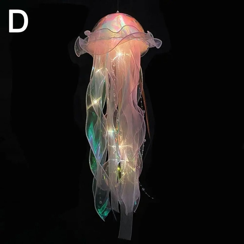 DIY Jellyfish Hanging Lamp Portable Mermaid Ocean Night Light Under The Sea Party Decor Bedroom 9