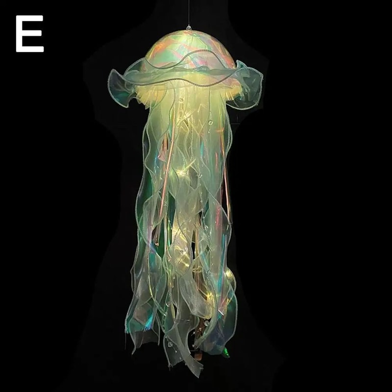 DIY Jellyfish Hanging Lamp Portable Mermaid Ocean Night Light Under The Sea Party Decor Bedroom 10