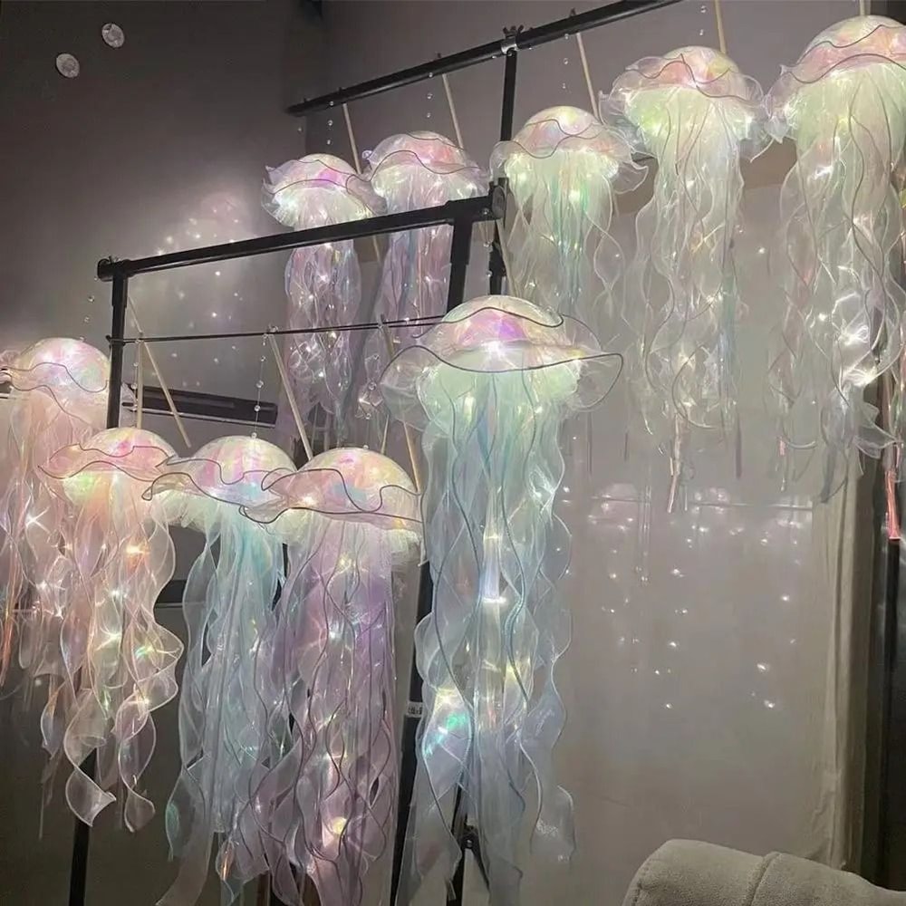 DIY Jellyfish Hanging Lamp Portable Mermaid Ocean Night Light Under The Sea Party Decor Bedroom 2