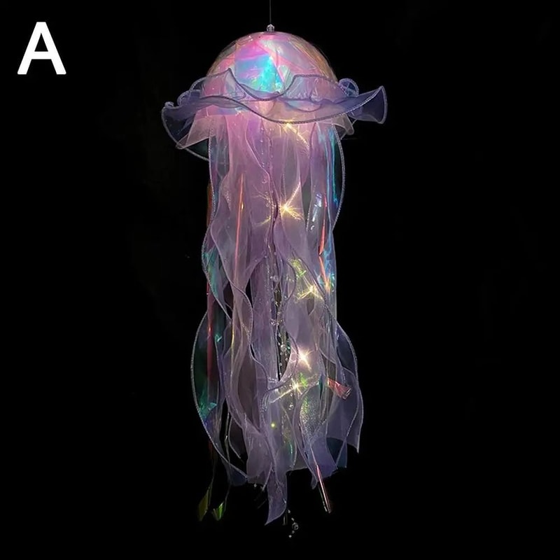 DIY Jellyfish Hanging Lamp Portable Mermaid Ocean Night Light Under The Sea Party Decor Bedroom 7