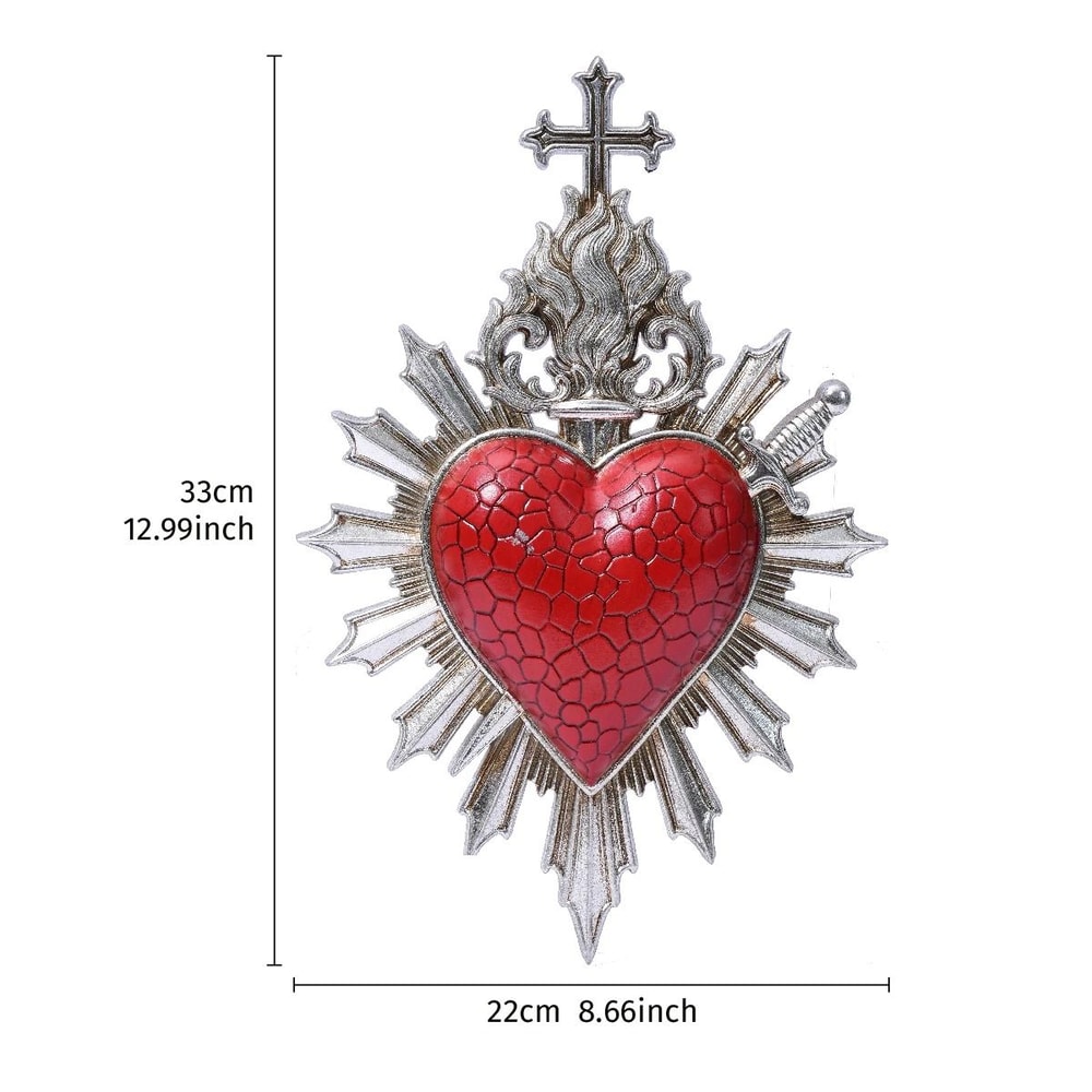 Heart Flame Piercing Arrow Pendant Modern Gothic Resin Wall Art Artistic Romantic Sculpture For H 8