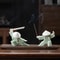 White Ceramic Samurai Figurine Blanc De Chine Oriental Warrior Statue Modern Geometrical Zen Desk 1