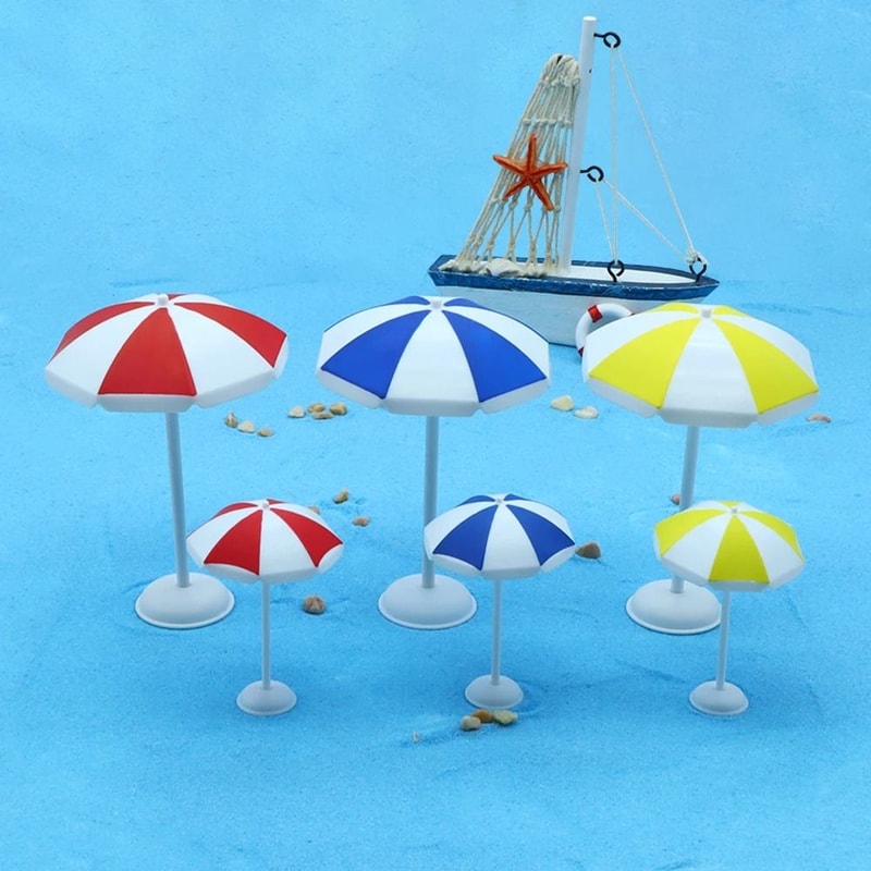 Miniature Beach Sun Umbrella Dollhouse Micro Landscape Prop Ocean DIY Decor Baking Cake Topper A 0