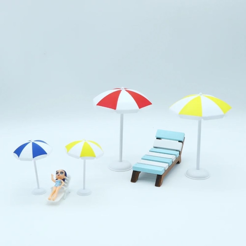 Miniature Beach Sun Umbrella Dollhouse Micro Landscape Prop Ocean DIY Decor Baking Cake Topper A 5