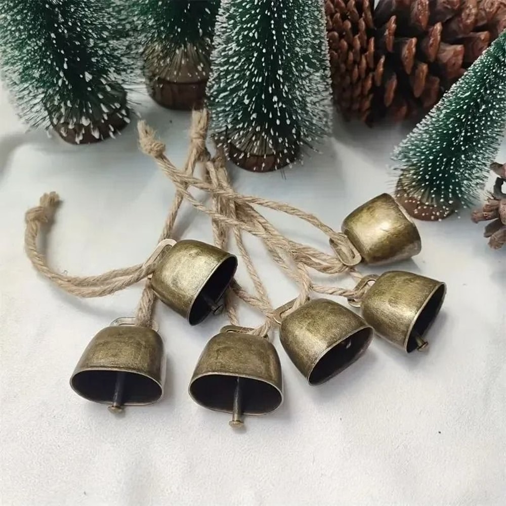 Rustic Iron Cow Sheep Bells 10pc Vintage Jingle Bells On Twine Farmhouse Christmas Pet Collar D 3