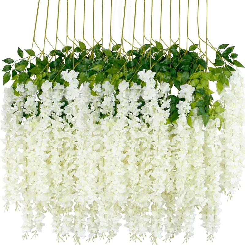 Artificial Silk Violet Vines 12pc Hanging Floral Centerpieces Realistic Wisteria Garland For Wedd 9