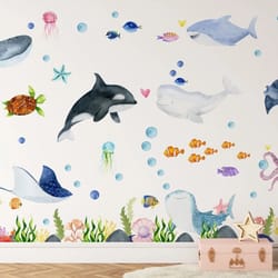ocean animals wall stickers – undersea nautical decals – marine life wall art for baby nursery & kids room