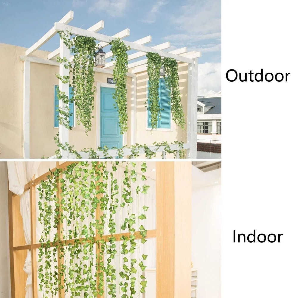 Artificial Silk Ivy Garland 12pc Lush Green Creeper Vines Realistic Fake Foliage For Garden Balco 3