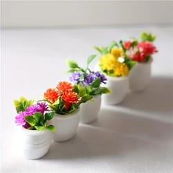 miniature potted flowers (5-piece set) – vibrant artificial dollhouse plants – dashboard decor & party favor gift