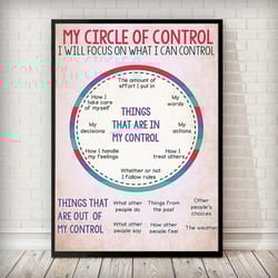 social worker "my control circle" poster – mental health mindfulness print – professional office wall decor & counselor