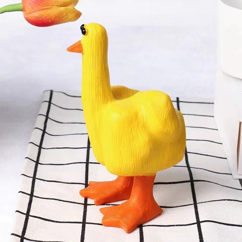 Rebellious Middle Finger Duck Statue Creative Resin Desktop Ornament Humorous Home Office Garden 5