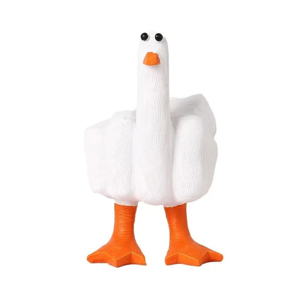 Rebellious Middle Finger Duck Statue Creative Resin Desktop Ornament Humorous Home Office Garden 6
