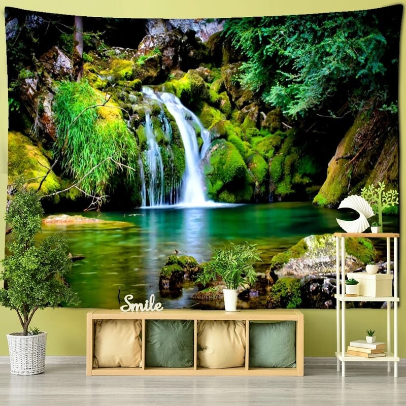 Towering Forest Forest Tapestry Misty Nature Scenery Wall Hanging Bohemian Witchcraft Style Home 15