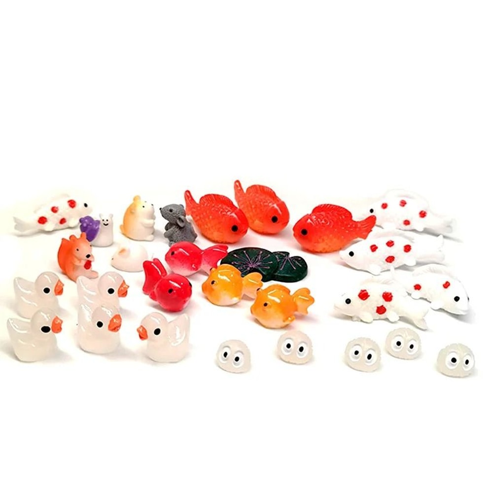 Miniature Animal Figurine Set 5Piece Tiny Dog Cat Sheep Fish Fairy Garden Aquarium DIY Accessor 2