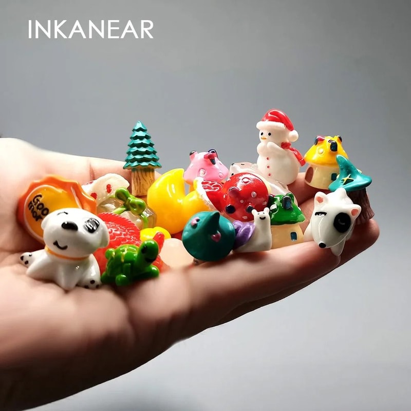 Miniature Animal Figurine Set 5Piece Tiny Dog Cat Sheep Fish Fairy Garden Aquarium DIY Accessor 5