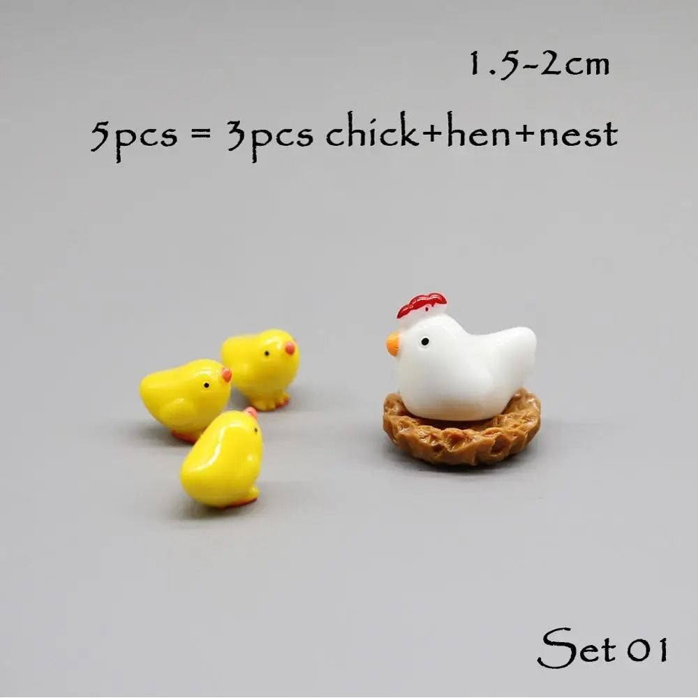 Miniature Animal Figurine Set 5Piece Tiny Dog Cat Sheep Fish Fairy Garden Aquarium DIY Accessor 7