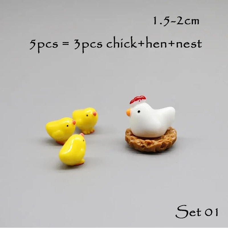 Miniature Animal Figurine Set 5Piece Tiny Dog Cat Sheep Fish Fairy Garden Aquarium DIY Accessor 7