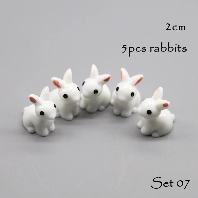 Miniature Animal Figurine Set 5Piece Tiny Dog Cat Sheep Fish Fairy Garden Aquarium DIY Accessor 12