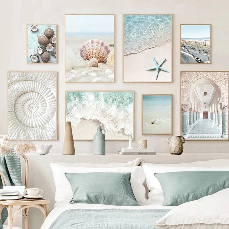 Tropical Ocean Beach Shell Canvas Art Fresh Summer Aesthetic Wall Decor Coastal Posters For Livin 0