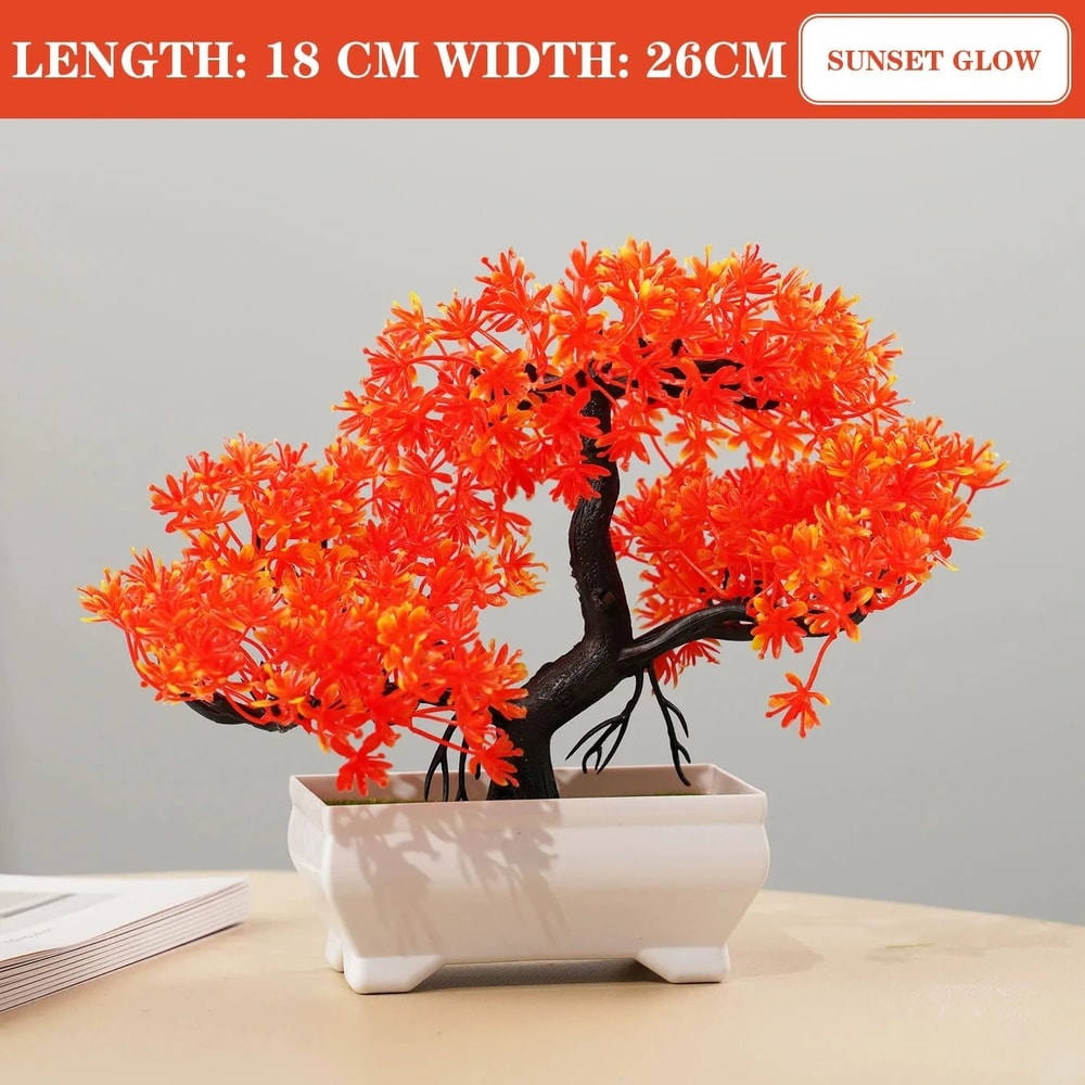 Artificial Potted Bonsai Tree Decorative Faux Tabletop Plant Realistic Greenery For Home Office 14
