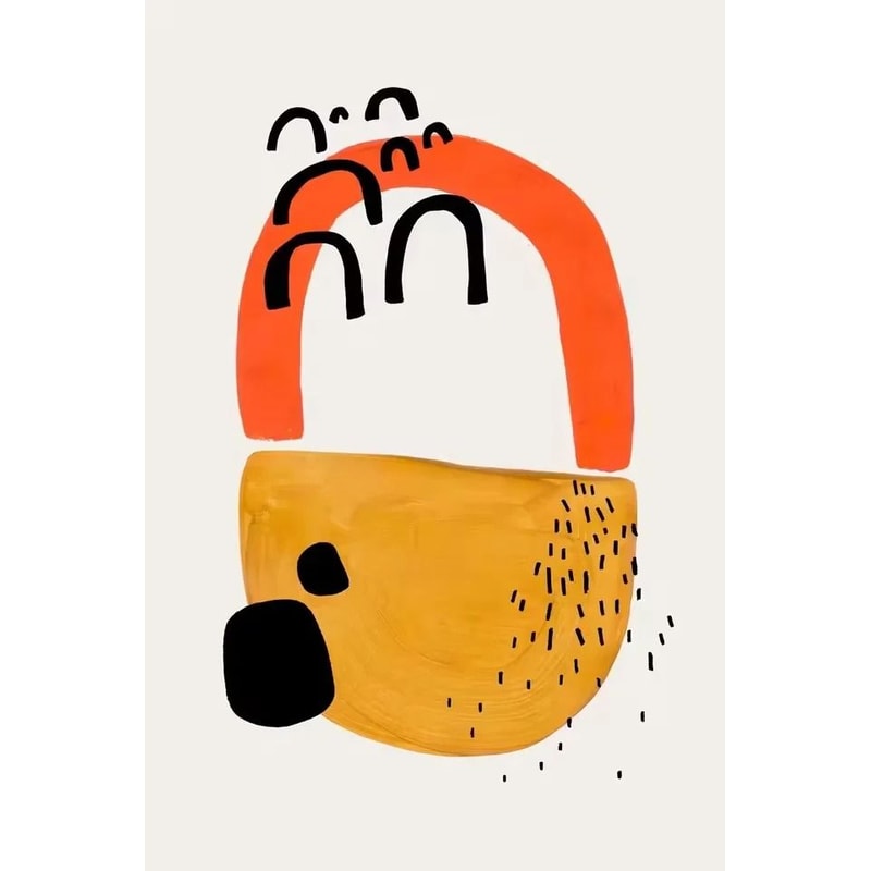 Mid Century Abstract Brush Stroke Art Minimalist Orange Watercolor Canvas Modern Wall Painting Fo 10