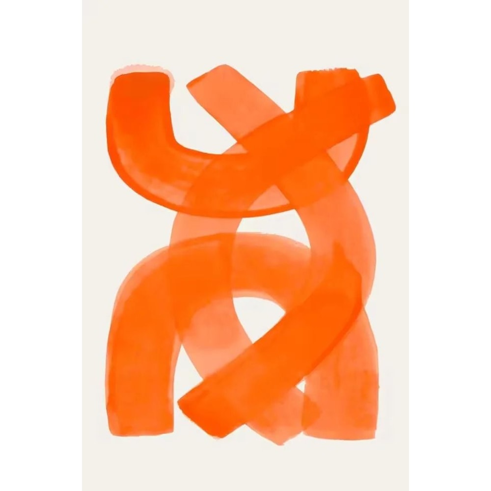 Mid Century Abstract Brush Stroke Art Minimalist Orange Watercolor Canvas Modern Wall Painting Fo 13