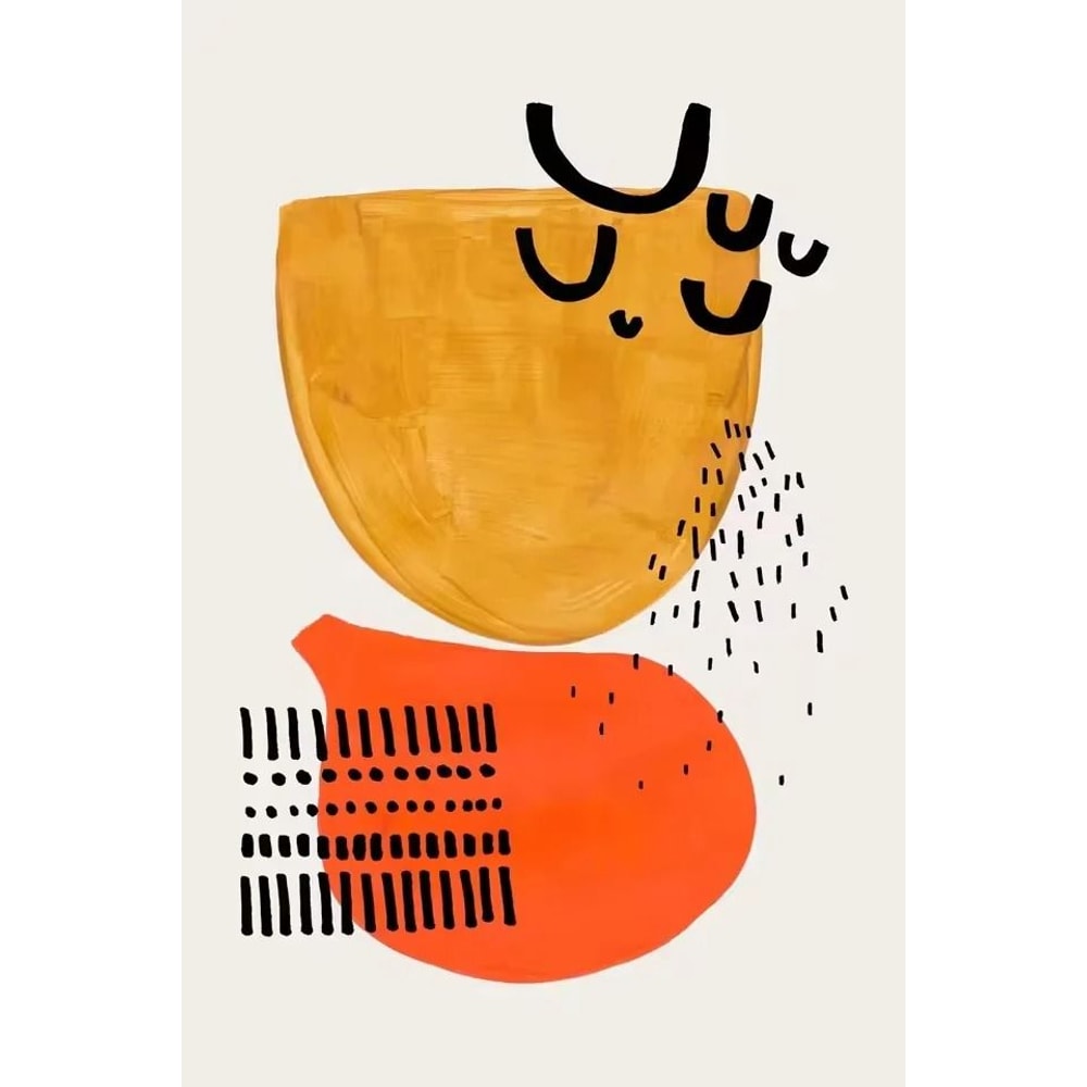 Mid Century Abstract Brush Stroke Art Minimalist Orange Watercolor Canvas Modern Wall Painting Fo 14