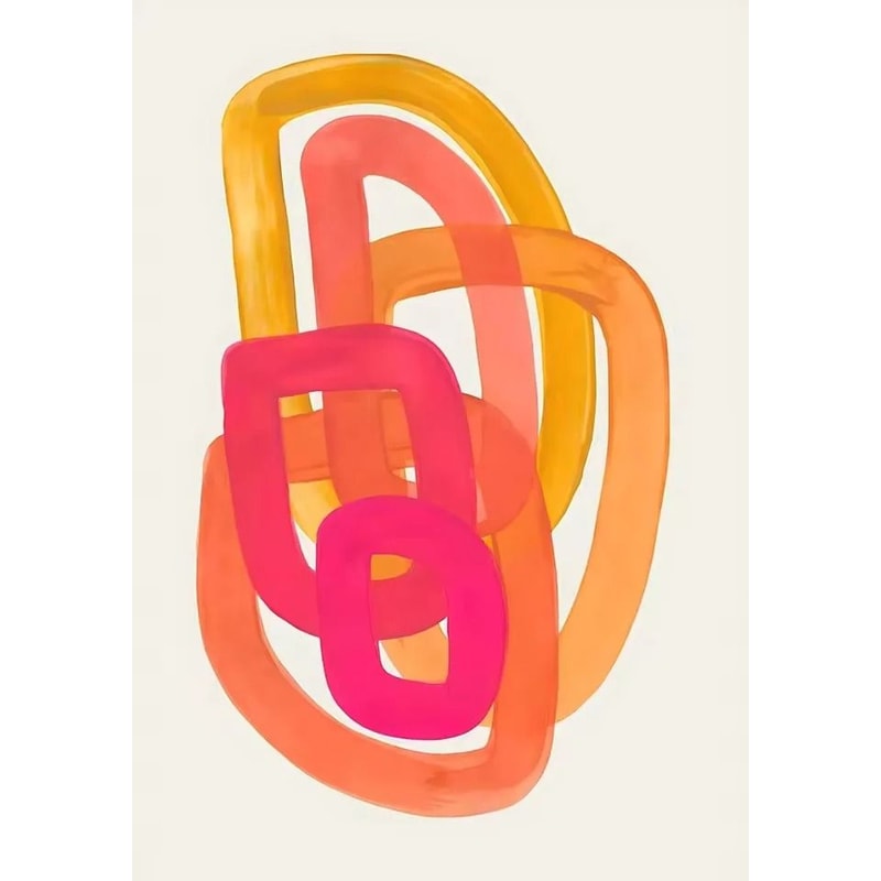 Mid Century Abstract Brush Stroke Art Minimalist Orange Watercolor Canvas Modern Wall Painting Fo 17