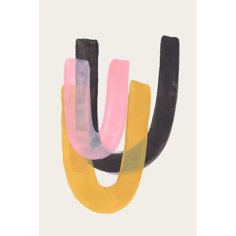 Mid Century Abstract Brush Stroke Art Minimalist Orange Watercolor Canvas Modern Wall Painting Fo 19