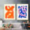 Mid Century Abstract Brush Stroke Art Minimalist Orange Watercolor Canvas Modern Wall Painting Fo 2