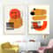 Mid Century Abstract Brush Stroke Art Minimalist Orange Watercolor Canvas Modern Wall Painting Fo 3