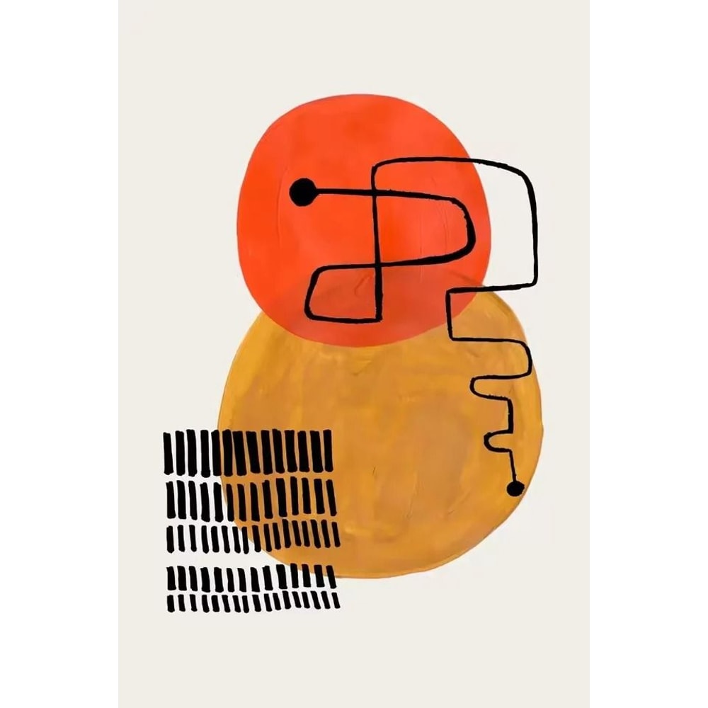 Mid Century Abstract Brush Stroke Art Minimalist Orange Watercolor Canvas Modern Wall Painting Fo 7