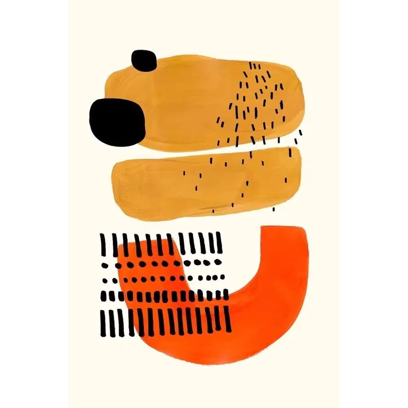 Mid Century Abstract Brush Stroke Art Minimalist Orange Watercolor Canvas Modern Wall Painting Fo 21