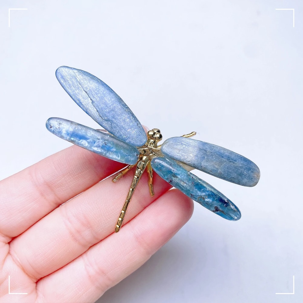 Natural Kyanite Crystal Dragonfly Handmade Polished Figurine Healing Gemstone Decor Childrens Gi 0