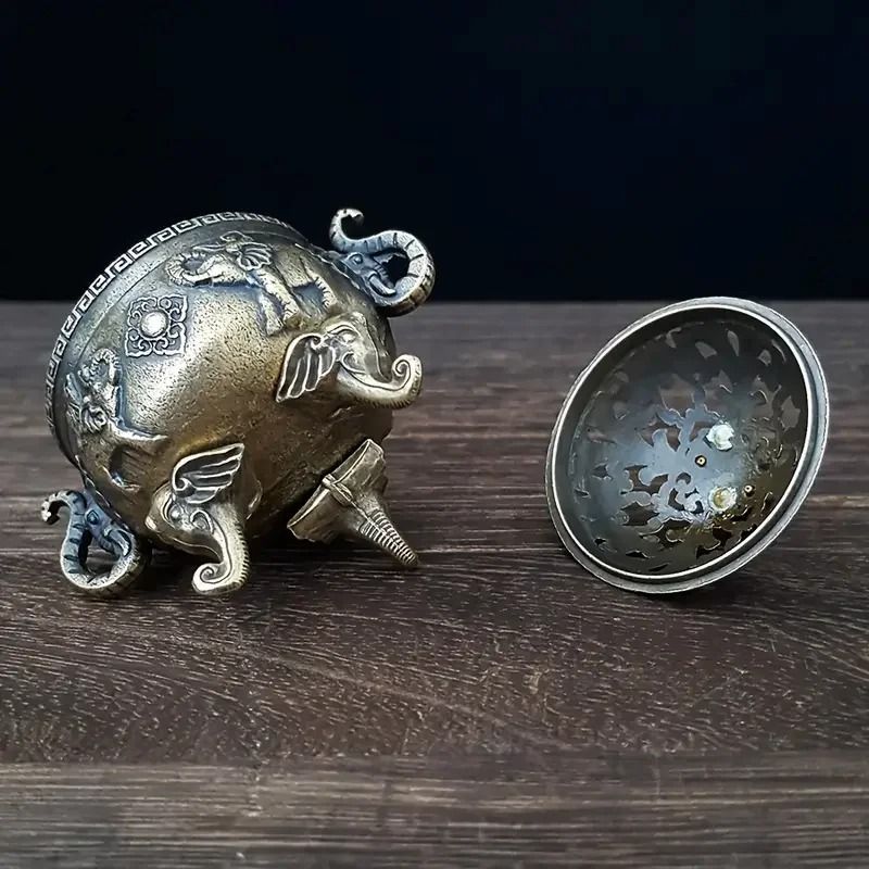 Elephant TripleLegged Incense Burner Metal Aromatherapy Accessory Home Decor For Meditation Mind 4