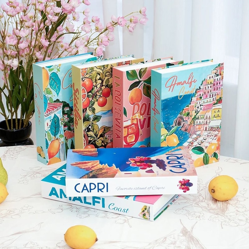 Travel Series Decorative Book Box Amalfi Italy Fashion Decor Colorful Coffee Table Ornament For L 1