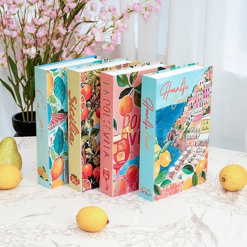 Travel Series Decorative Book Box Amalfi Italy Fashion Decor Colorful Coffee Table Ornament For L 3