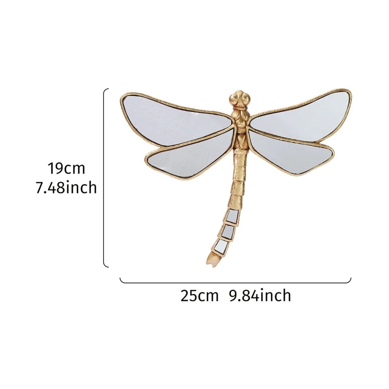 Golden CurlyTailed Dragonfly Wall Decor MirrorFinished Resin Craft Luxury Furniture Home Art Acc 6