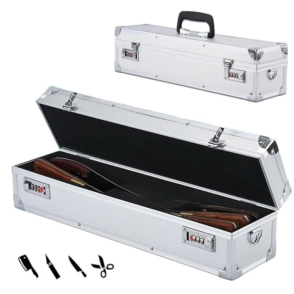 MultiFunctional Chef Knife Storage Case Professional Aluminum Knife Organizer With Combination Loc 0