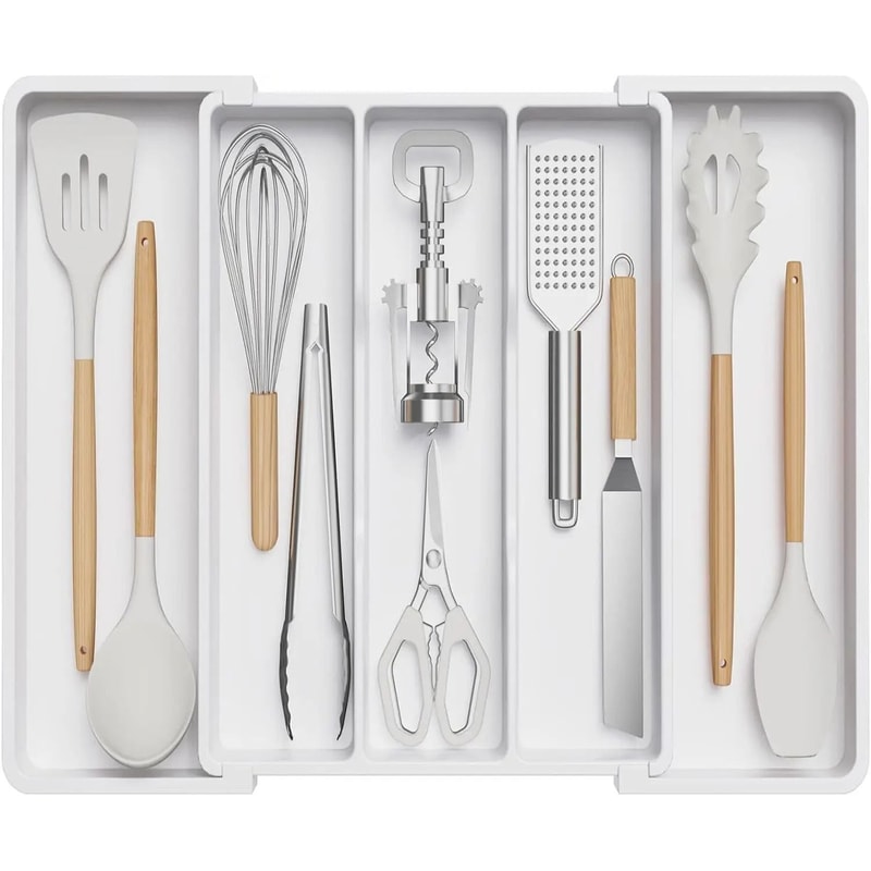 Expandable Kitchen Utensil Tray Adjustable Silverware Drawer Organizer For Spoons Forks And Knives 7