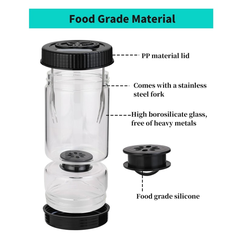 Glass Pickle Olive Hourglass Jar Airtight Strainer Container With Flip Design LeakProof Food Sto 0