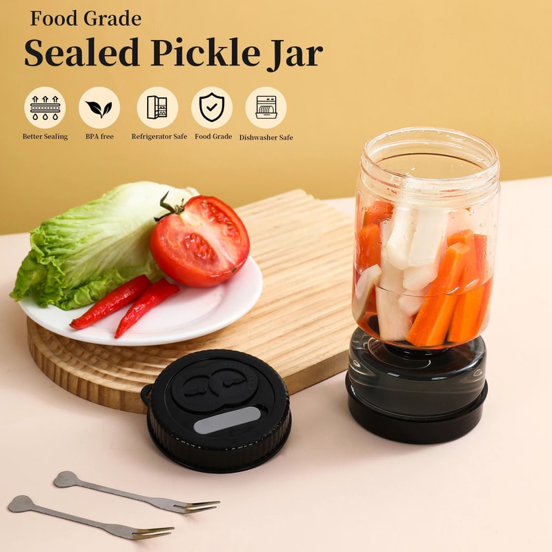 Glass Pickle Olive Hourglass Jar Airtight Strainer Container With Flip Design LeakProof Food Sto 1